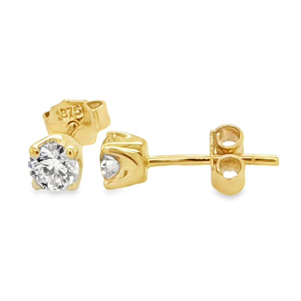 9ct Yellow Gold 0.53ct Solitaire Round Brilliant Cut Lab Grown Diamond Ear Studs