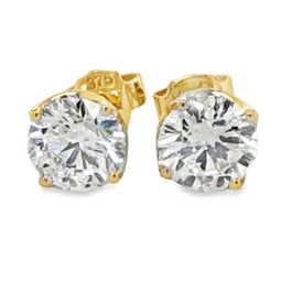 9ct Yellow Gold Lab Grown Round Brilliant Cut Diamond Stud Earrings 2.00ct