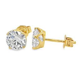 9ct Yellow Gold Lab Grown Round Brilliant Cut Diamond Stud Earrings 2.00ct