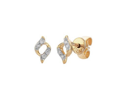9ct Yellow Gold Diamond Twist Stud Earrings