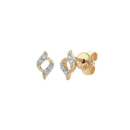 9ct Yellow Gold Diamond Twist Stud Earrings