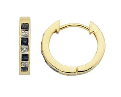 9ct Yellow Gold Sapphire And Diamond Earrings