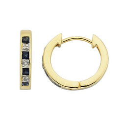9ct Yellow Gold Sapphire And Diamond Earrings