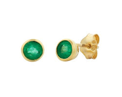 9ct Yellow Gold 4mm Round Emerald Stud Earrings