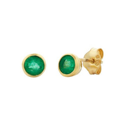 9ct Yellow Gold 4mm Round Emerald Stud Earrings