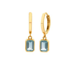 9ct Yellow Gold Sky BlueTopaz Drop Huggie Earrings