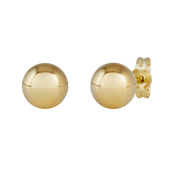 9ct Yellow Gold Ball Stud Earrings 6mm