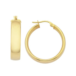 Yellow Gold Wide Comfort Hoop Earrings