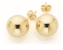 Large Yellow Gold Full Ball Stud Earrings