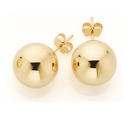 Large Yellow Gold Full Ball Stud Earrings