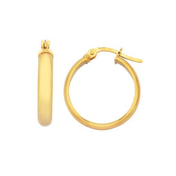 9ct Yellow Gold Half Round Hoop Earrings