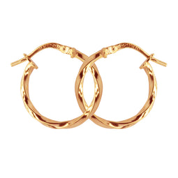 9ct Rose Gold & Stg Bonded Twist Hoop Earrings