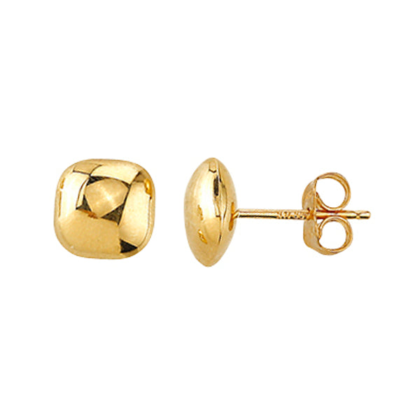 9Ct Yellow Gold Cushion Shaped Stud Earrings