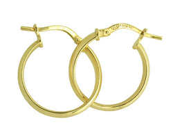 9ct Yellow Gold Silver Bonded Plain Hoop Earrings