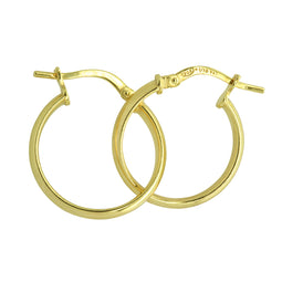 9ct Yellow Gold Silver Bonded Plain Hoop Earrings