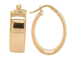 9ct Yellow Gold Silver Bonded Oval Hoop Earrings
