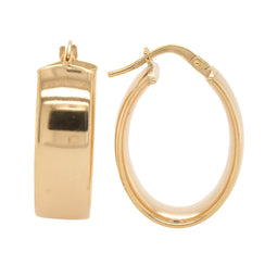 9ct Yellow Gold Silver Bonded Oval Hoop Earrings