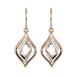 9ct Yellow Gold Diamond Drop Earrings