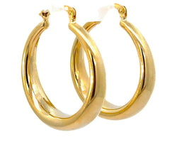 9ct Yellow Gold And Silver Bonded Tapered Hoop Earrings