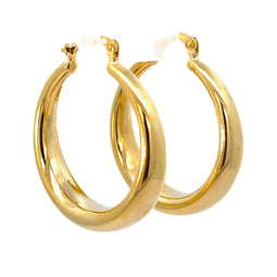 9ct Yellow Gold And Silver Bonded Tapered Hoop Earrings