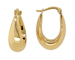 9ct Yellow Gold And Silver Bonded Tear Drop Hoop Earrings