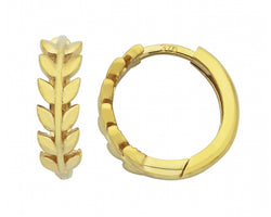 9Ct Yellow Gold Fern Huggies 10mm