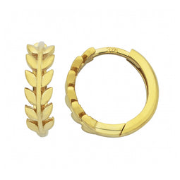 9Ct Yellow Gold Fern Huggies 10mm