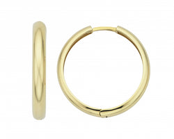 9Ct Yellow Gold 4.7mm Hinged Plain Huggie Earrings 9mm