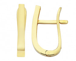 9ct Yellow Gold Plain Taper Flat U-Shape Huggie Earrings