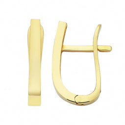 9ct Yellow Gold Plain Taper Flat U-Shape Huggie Earrings