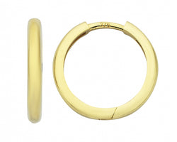 9ct Yellow Gold Plain Huggies 2 x 12mm