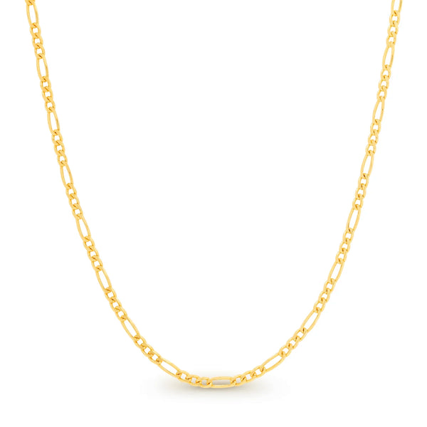 9ct Yellow Gold Bevelled Edge Figaro Chain