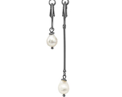 Audrey Hematite Freshwater Pearl 7Cm Earrings