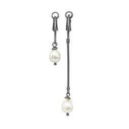 Audrey Hematite Freshwater Pearl 7Cm Earrings