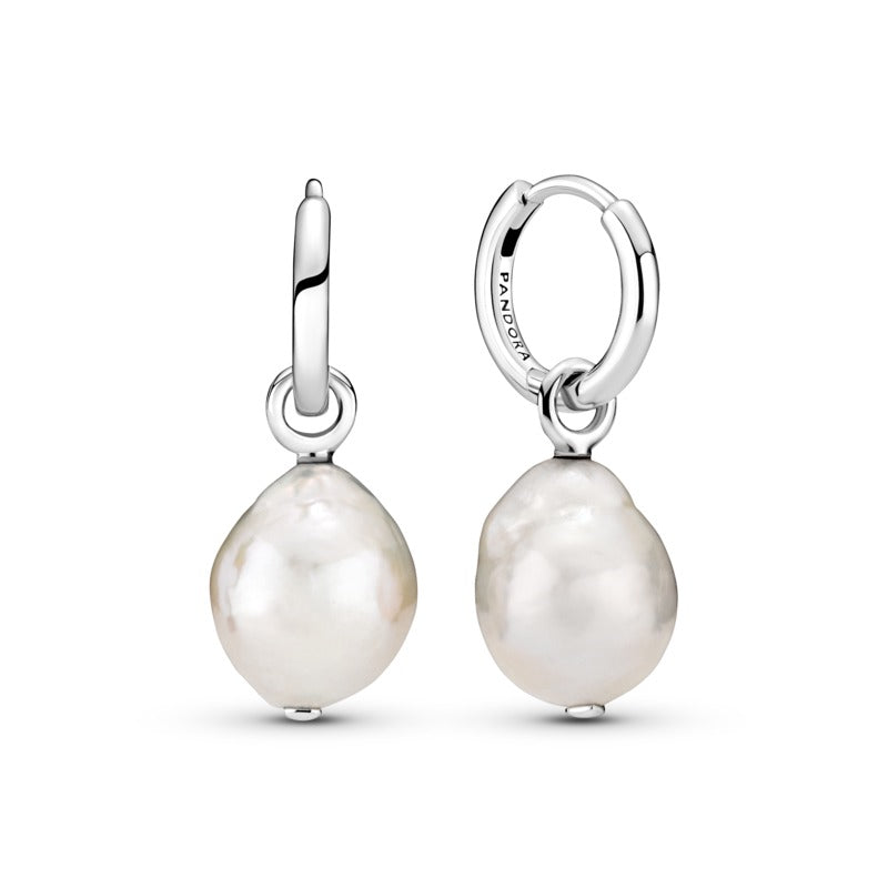 Pandora Hoop Earrings With Baroque Freshwater Pearls
