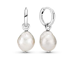 Pandora Hoop Earrings With Baroque Freshwater Pearls