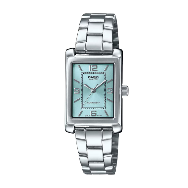 Casio Analogue, Blue Face,Water Resistant, Stainless Steel Band