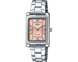 Casio Analogue, Pink Face,Water Resistant,Stainless Steel Band