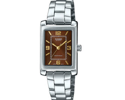 Casio Analogue,Water Resistant, Brown Face, Stainless Steel Band