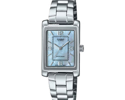 Casio Analogue,Water Resistant, Blue Mop Face, Stainless Steel Band