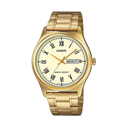Casio Analogue Water Resistant Gold Ion Plated Watch