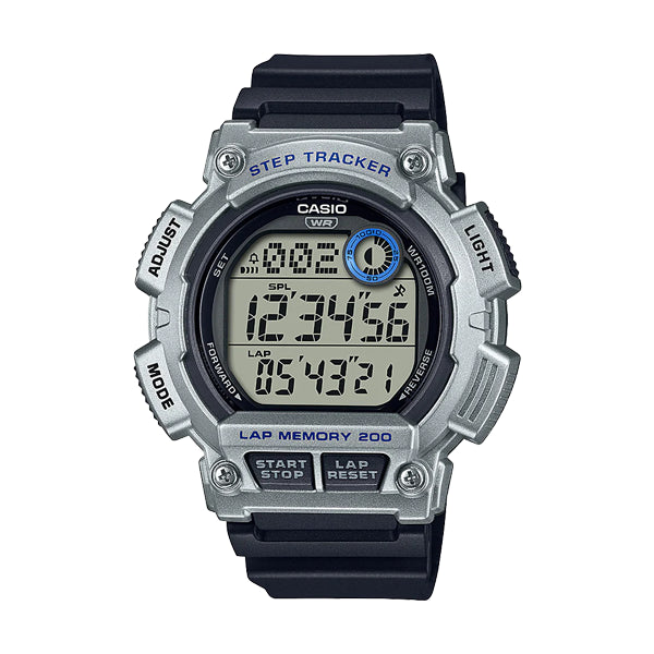 Casio Digital Runners Alarm,S/Watch,100M Silver, Resin Band