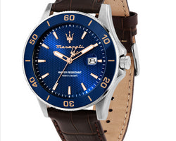 Maserati Competizione 43mm Blue Dial Brown Strap