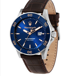 Maserati Competizione 43mm Blue Dial Brown Strap