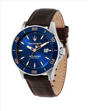 Maserati Competizione 43mm Blue Dial Brown Strap