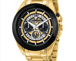 Maserati Traguardo 45mm Chronograph Black & Yellow Gold