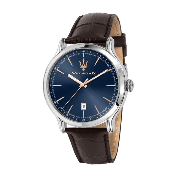 Maserati Epoca Stainless Steel Case, Leather Strap, Rose Gold Details, 100 Metres