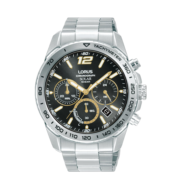 Mens Sports Watch - Solar Powered Chronograph 100 Metres