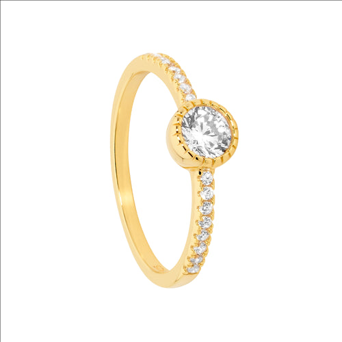 Gold Plated CZ Solitaire Ring