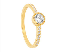 Gold Plated CZ Solitaire Ring